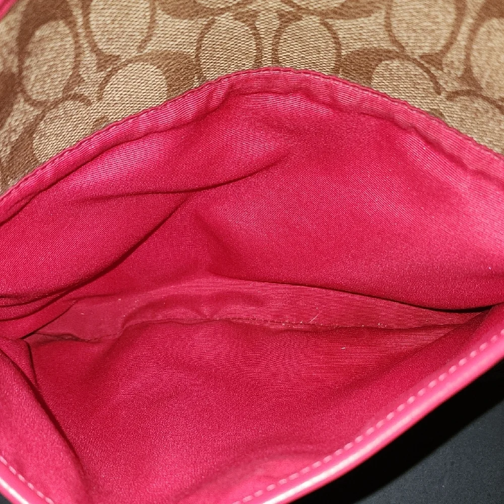 Coach Signature Crossbody‎ Shoulder Bag in Khaki & Pink